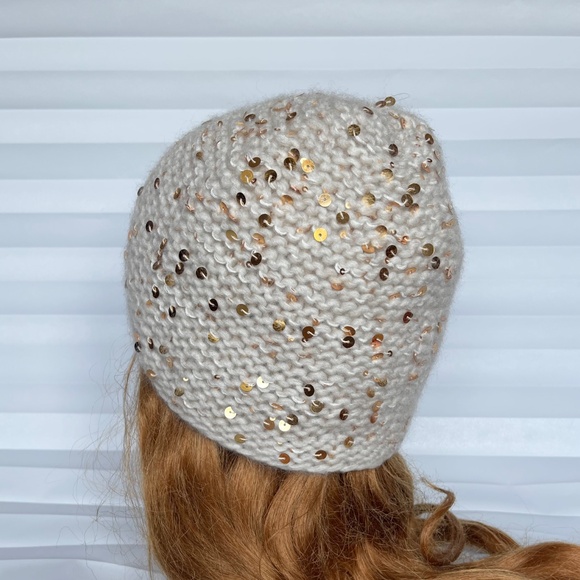 Hat, Alpaca Wool Women Hat, Beige Beanie, Warm Beret ,Hand Knit Hat NEW - Picture 7 of 7